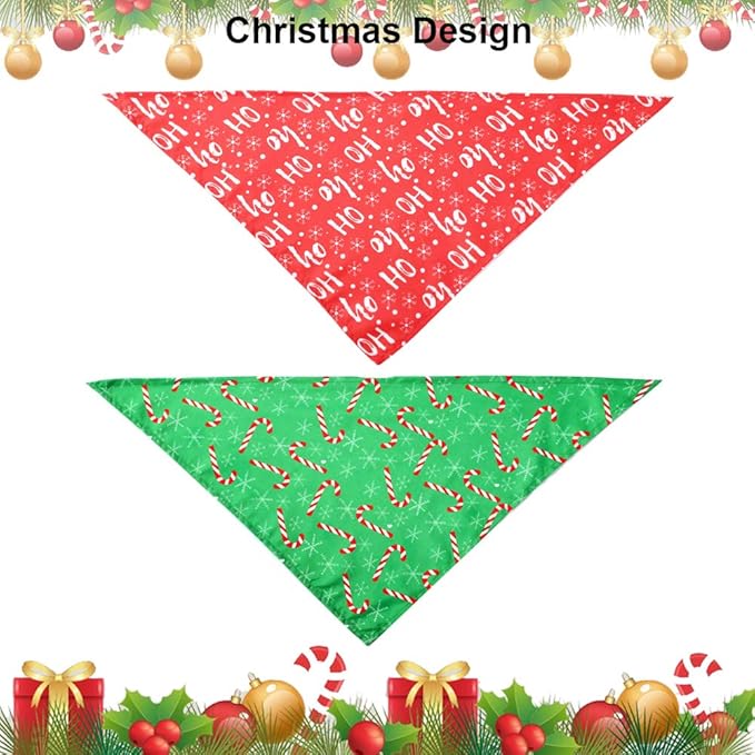 ADOGGYGO 4 Pack Dog Bandana Christmas Dog Scarf Triangle Bibs Kerchief Set Red Green Pet Christmas Costume Accessories Decoration for Extra Large Dogs (X-Large)