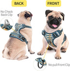 HEELE Dog Harness, No Pull Adjustable Padded Reflective Harness for Small Medium Large Dogs with Handle for Walking Training, Flower-Sunset Valley, L