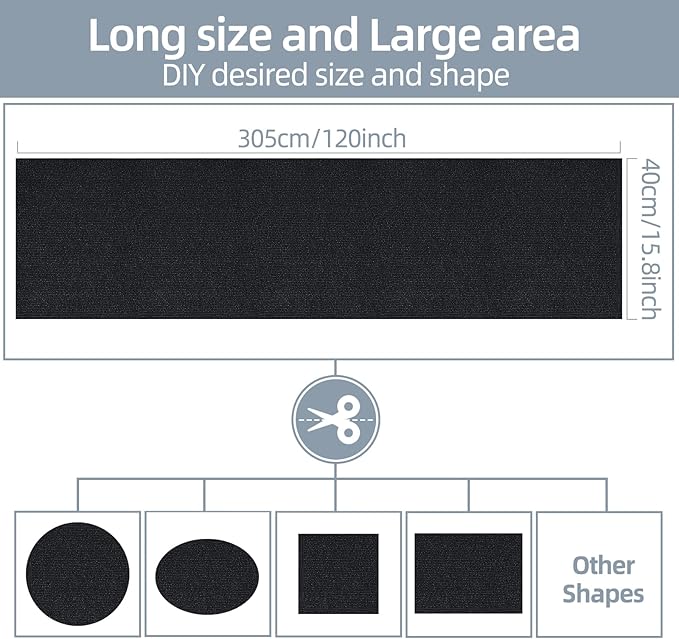 Cat Scratch Mat 120"x15.8", Cat Scratch Pad, Cat Couch Protector (Black)