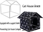 Cat Houses for Outdoor Cats Outdoor Houses for Feral Cats House with Weatherproof Canvas Roof Stray Shelter (Large cat Houses, Black pet House)