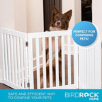 INTERNET'S BEST Dog Gate Indoor Freestanding Pet Barrier, Folding Wood Dog Fence, Extra Wide Doorway Puppy Gate, Indoor Animal Privacy Panel, Wooden Cat Fence - 3 Panel - 24", White