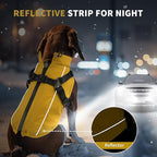 Dog Winter Coat Reflective Water-Resistant Jacket, Fleece Lined Windproof Puppy Coat with Back Zipper & D-Ring, Cold Weather Dog Coats for Small Medium Dogs (L, Orange)