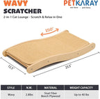 PETKARAY Sisal Cat Scratching Board, Curved Sisal Cat Scratcher, Large Indoor Kitty Scratch Pad, Heavy Duty Wave Lounge Bed for Kitten