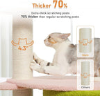 50" Pink Flower Cat Tree for Large Heavy Cats, Maine Coon Cat Tower with Extra Thick Scratching Posts (φ4.3in), Spacious Cat Condo for Big Cats 20 lbs, Soft Top Bed-Green