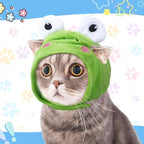 Weewooday 5 Pcs Cat Adorable Costume Bunny Hat with Ears Funny Mane Cat Hat for Pets and Small Dogs Kitten Puppy Party Costume Accessory Headwear(Avocado, Orange, Strawberry, Pineapple, Frog)