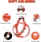 Mercano Soft Mesh Dog Harness and Leash Set, No-Chock Step-in Reflective Breathable Lightweight Easy Walk Vest Harnesses with Safety Buckle for Small Dogs, Cats (Tangerine, XL)