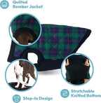 Gooby Fashion Vest Check Dog Jacket - Red Check, Large - Warm Zip Up Bomber Vest with Dual D Ring Leash - Winter Water Resistant Small Dog Sweater