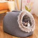 Cat Cave Bed——Soft and Cozy Pet Hideaway for Kittens and Puppies, Cat Bed Cave Perfect for Small Pets, Cave Cat Bed for Comfort and Warmth, Ideal for Snuggling and Resting. (Christmas red+White)