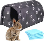 Hamiledyi Bunny Cave Bed Small Animal Warm Nest Habitats Guinea Pig Hideouts Stray Cats Shelter Cage Accessories for Hamster Cats Rat Mice Chinchilla Flying Squirrel (Black)