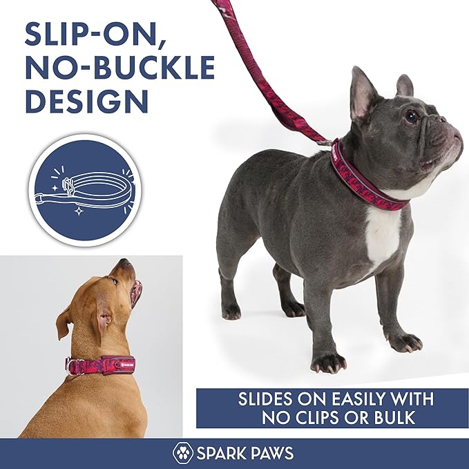Spark Paws Martingale Dog Collar – Cushioned Slip-On Training Collar, Heavy Duty, Safety-Tested No-Buckle Collar for Medium & Large Dogs - Fuchsia Camo - B