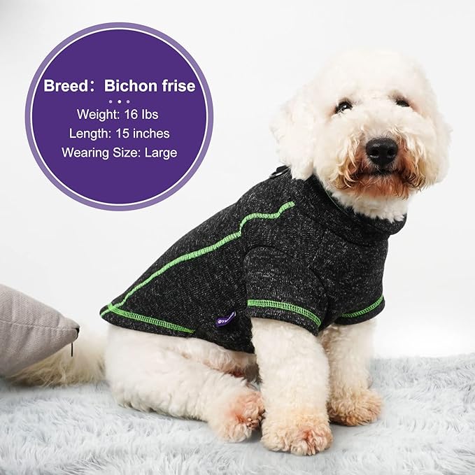 cyeollo Fleece Dog Jacket Sweater with Fleece Lining Zipper Reflective Jackets with D Ring Small Dog Clothes Winter Warm Indoor and Outdoor Coats