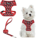 PUPTECK Christmas Small Dog Harness and Leash Set, No Pull Adjustable Puppy Cat Harness, Reflective Soft Mesh Pet Vest Small Sized, Checkered, S