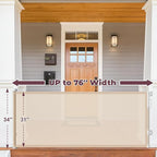 76" Retractable Baby Gates Extra Wide, Mesh Long Dog Gate for Wide Openings, Indoor Outdoor Stair Gate for Doorways Hallways Deck Porch, Child Pet Safety Essentials for Home, Beige