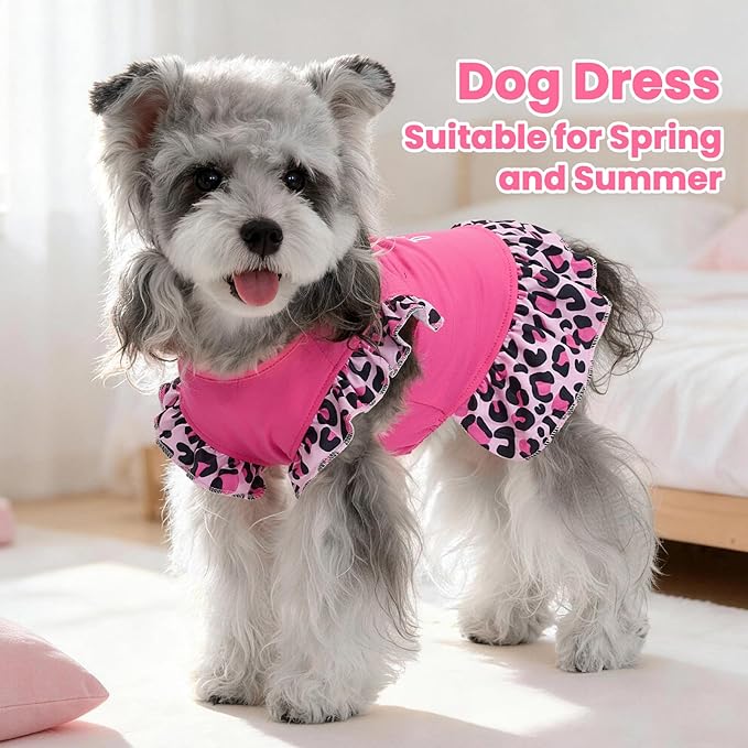 XPUDAC 4 Pack Cute Dog Dress for Small Dog, Floral Pet Clothes Sweet Girl Puppy Dress Colorful for Birthday Holiday Spring Summer Pet Outfits Skirt for Girls, S