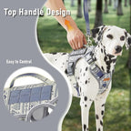 Gray Tactical Dog Harness for Large Dog Breeds, No Pull Adjustable Pet Harness with Handle, Reflective K9 Military Service Dog Vest for Walking Hiking Training, Gray Ethnic, XL