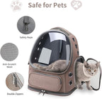 Cat Backpack Carrier for Cats and Small Dogs, Breathable Cat Bubble Backpack, Airline Approved Pet Travel Carrier for Hiking Camping Outdoor(Brown)