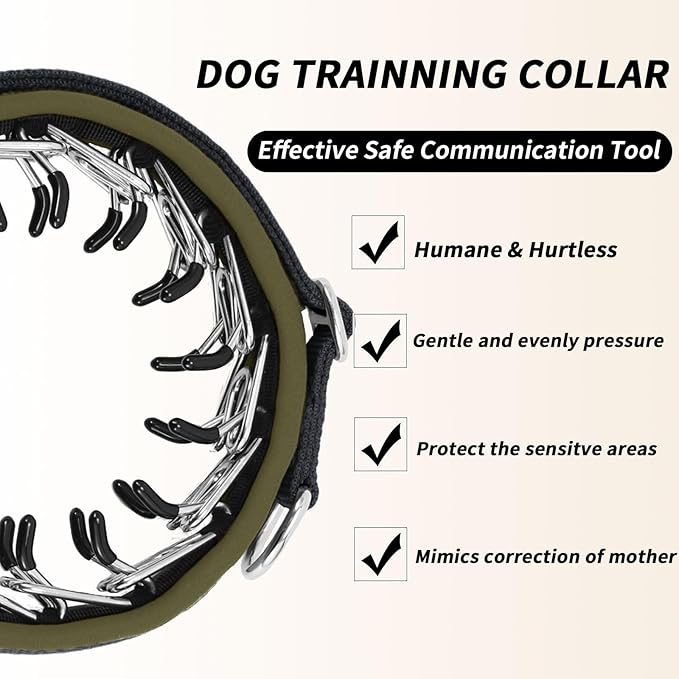 Martingale No Pull Dog Collar for Large Medium Small Dogs, Heavy Duty Nylon Reflective Adjustable Anti Pull Slip Collar with Buckle for Training Walking M Black Army Green