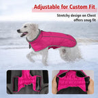Fragralley Dog Coat Large, Waterproof Dog Jacket with Warm Fleece Lining, Adjustable Reflective Dogs Winter Coat, Turtleneck Pet Coats for Cold Weather (Rose Pink XXXL)