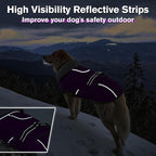 Lelepet Warm Dog Winter Coats for Medium Dogs Waterproof Dog Jacket Reflective Pet Fleece Vest Windproof Cold Weather Coats with Adjustable Buckle & Leash Hole, Purple, M