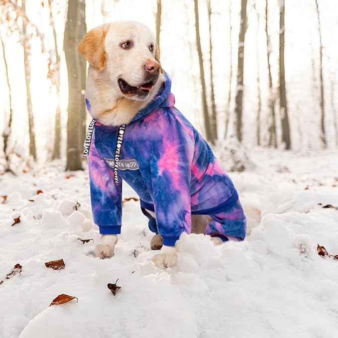 Dog Hoodies Winter Coat for Large Medium Dogs, Pullover 7 Legs Warm Coat Hooded Sweatshirt, Fleece Hoodie for Cold Weather (Bandhnu Pink, 5X-Large)
