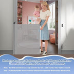 Retractable Baby Gate for Stairs Doorways - Extra Wide 55" No-Drill Pressure Mount OR Screw Mount, Space Saving Mesh Gate with No Bottom Bar Trip Hazard, for Indoor Outdoor Use with Kids, Dogs & Cats