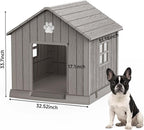 EasyUp Dog House Outdoor Indoor,Dog House Weatherproof Resin Shelter with Air Vents and Elevated Floor for Small Medium Large Dogs,Easy Clean and Assemble(31.18 * 33.7 * 32.52in,Coffee)