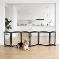Dog Fence Indoor,Dog Gate Indoor for Doorway pet gate -6-Panel Freestanding, Hallways, House or Stairs -120x24-Inch Retractable Foldable Expandable Wood Pet by SFJC (Black) ﻿