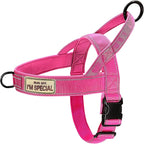 No Pull Dog Harness Pink for Small Medium Large Sized Dog, Reflective Escape Proof Adjustable Dog Harnesses with 2 Patch, M