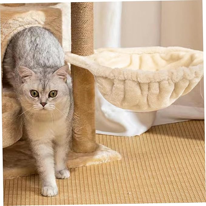 Cat Hammock Bed, 17inch Spoon-Shape Soft Plush Cat Tree Hammock, Plush Covered Cat Bed, Scratch-Proof Cat Tree Replacement Parts for Cats