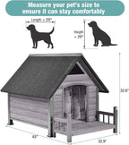 Dog House for Outdoor/Indoor, Weatherproof Outdoor Kennel for Large Dogs, Chew-Resistant Iron Frame & Asphalt Roof (Grey, L)
