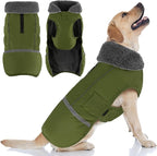 Doglay Dog Coat, Waterproof Dog Jacket Pet Winter Coat for Cold Weather with Thicken Furry Collar, Reflective Puppy Winter Jacket Warm Fleece Lining for Small Medium Large Pets