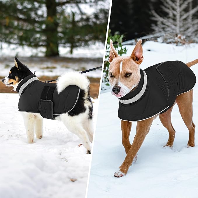 KAMA BRIDAL Dog Winter Coat Warm Padded Puppy Jacket Windproof Water Resistant Clothes for Small Medium Large Pets Christmas Sweater Outfit Vest(Black, S)