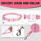 EXPAWLORER Small Dog Valentines Harness and Leash Set - Cute Puppy Harness Leash Dog Collar with AirTag Holder Silicone Case, Soft Padded Step in Pet Vest Reflective for Outdoor Walking, Heart S
