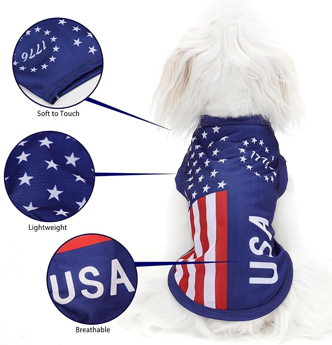American Flag Inspired Dog Clothes: Ultra-Comfy Dog Shirt, Ideal Tank Materials for Cute, Stylish Look, Perfect for Everyday Wear & Independence Day Celebrations, Blue USA L