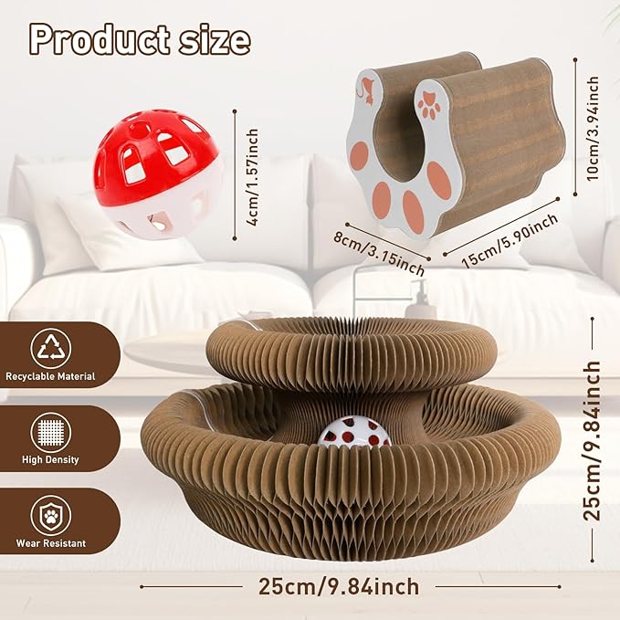 Kitty Curls Cat Scratcher Cat Toys, 1 PC Magic Organ Cat Scratcher for Indoor Cats, Modern Indoor Interactive Reversible Toys Scratcher Cardboard Kitten Pads