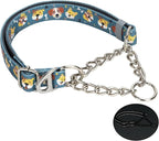 Martingale Dog Collar Reflective No-Pull with Chain, Adjustable Anti Pull Training Collar - Cute Cartoon Dog Pattern for Medium Large XL Dogs, Size XL