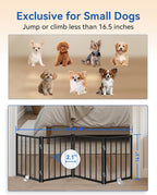 BFNN Free Standing Dog Gate, 16.5" Short Pet Gate for Stairs and Doorways, Up to 48" Wide Foldable Puppy Fence, Indoor & Outdoor Use, No Drilling and No Assembly, for Small & Toy Dogs, Black
