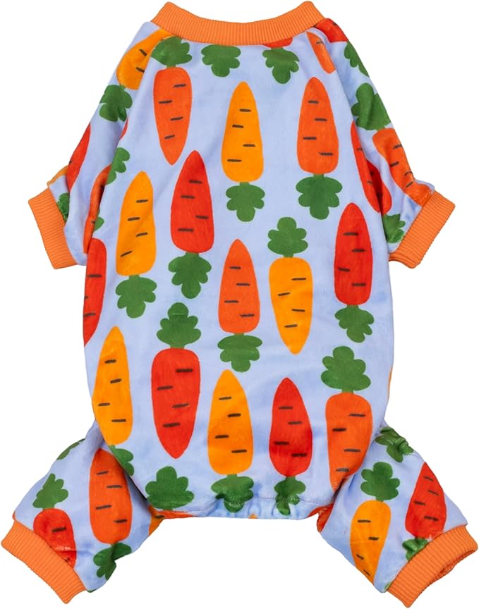 Fitwarm Carrot Dog Flecce Pajamas, Funny Easter Outfit for Small Dogs Boy Girl, Cute Pet Clothes, Blue, Orange, Red, Green, Small