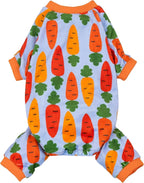 Fitwarm Carrot Dog Flecce Pajamas, Funny Easter Outfit for Small Dogs Boy Girl, Cute Pet Clothes, Blue, Orange, Red, Green, Large