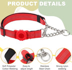 Cymiler Martingale Dog Collar with AirTag Holder, Reflective Nylon Training Collar, Stainless Steel Chain, Heavy Duty Buckle, Limited Slip Collars for Small Medium Large Dogs (Red, X-Large)