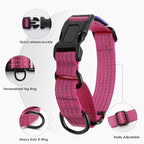 Martingale Collar for Dogs, Reflective Heavy Duty with Quick Release Nylon Buckle-USA Flag-No Pull Training Choker for Walking, Training, Hot Pink,M