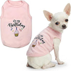 Parisian Pet Dog Shirt – 100% Cotton Shirts for Small Dogs – Pink Sleeveless Puppy Clothes – Lightweight and Breathable Dog Birthday Shirt – Girl Dogs Clothes - Stretchy Pet T Shirts