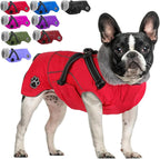 Doglay Dog Jacket Waterproof Dog Coat with Harness Built in, Christmas Puppy Winter Coat Reflective Turtleneck Puffer Snow Jackets for Small Medium Large Dogs