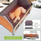 GUTINNEEN Heated Dog House for Large Dogs Outdoor Insulated Dog Kennel with Heater for Winter,All-Around Strong Iron Frame