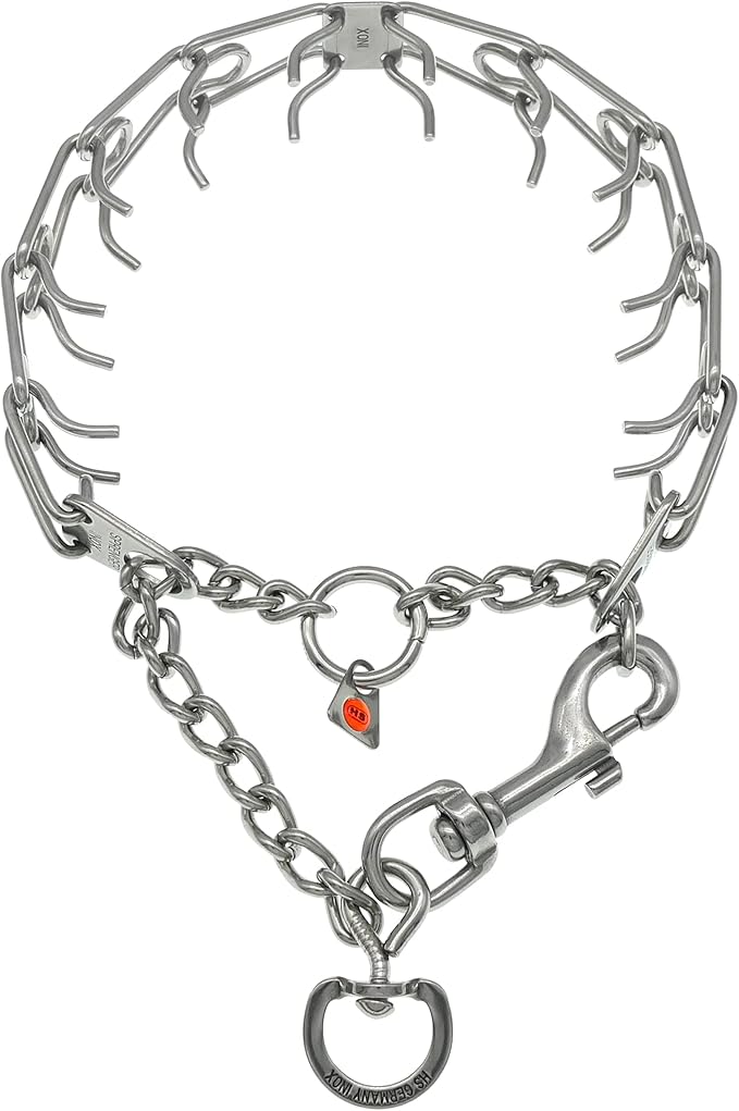 Herm Sprenger Stainless Steel Ultra-Plus Prong Dog Training Collar with Quick Release Snap Hook and Swivel D-Ring for Medium Large Dogs Professional Training Pinch Collar Made in Germany