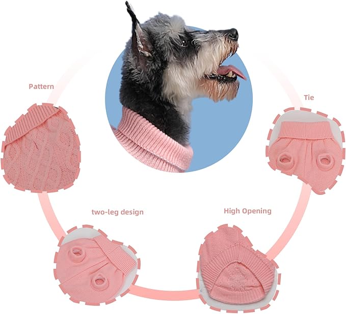 Small Dog Sweater, Soft Knit Pet Clothes for Spring Transition, Lightweight Puppy Outfit for Chihuahua, Yorkie, Extra Small Dogs; Stylish Doggy Apparel for Morning Walks (Pink, XS)