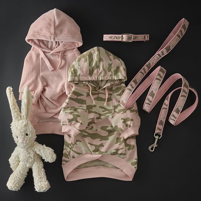 Cooper II Organic Cotton Velour Dog Hoodie Pet Coat for Small, Medium and Large Dogs, Pink, XX-Small (4-7 lbs)