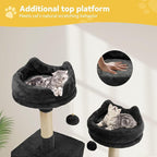 DWVO 75 in Multi-Level Cat Tower: Tall Cats Tree for Indoor Kittens, Pet Furniture with Kitty Condos, Top Perches, Sisal Ramp Scratching Posts, Cozy Basket, Hammocks, Black