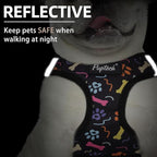 PUPTECK Dog Harness and Leash Set for Small Medium Dogs No Pull Step-in Soft Mesh Puppy Cat Vest Harnesses Reflective at Night, Black Paw, XS
