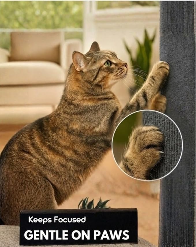 Trimmable Self-Adhesive Cat Scratch Mat, DIY Climb Scratcher for Cat Tower, Couch, and Furniture Protector, Replacement Pads (Dark Grey, 23.6''x11.8'', 3-Pack)